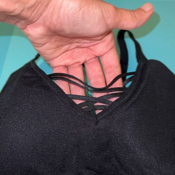 Strappy sports bra black corset style size M - Picture 3 of 7